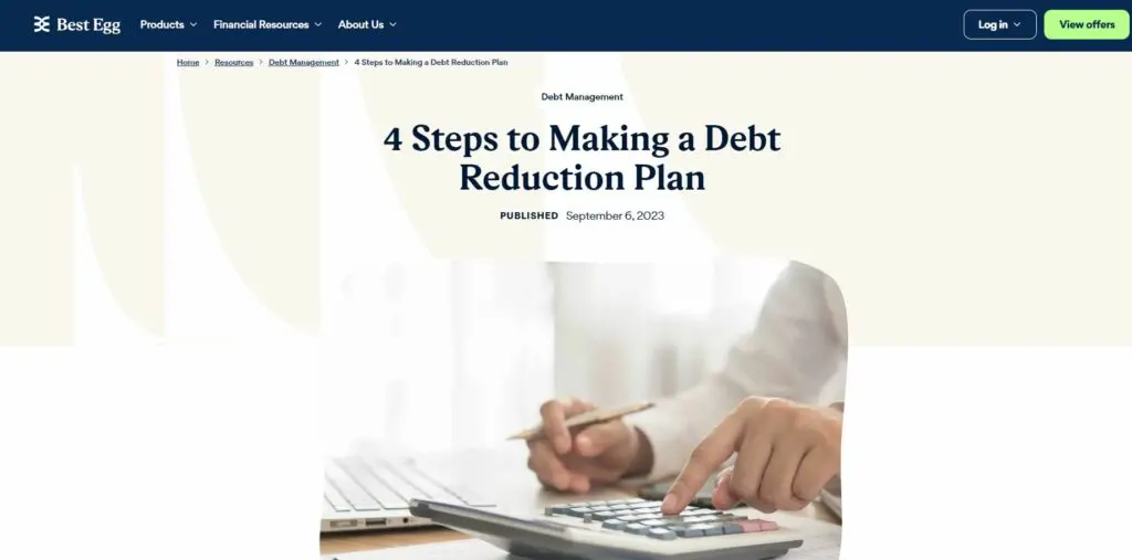Screenshot of Best Egg's article on their 4-Step-Debt-Reduction-Plan.