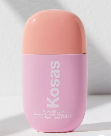 Kosas suncream product in pink packaging.