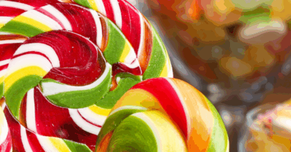 Lollipops, sweets and candies.
