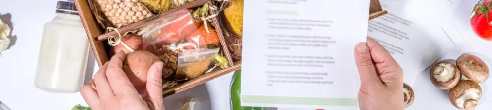 Food subscription box containing ingredients to create a meal.