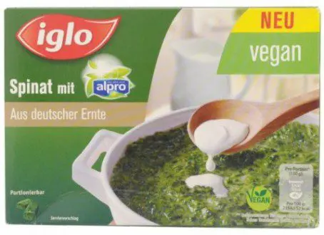 Iglo Spinach with Alpro Soy Drink