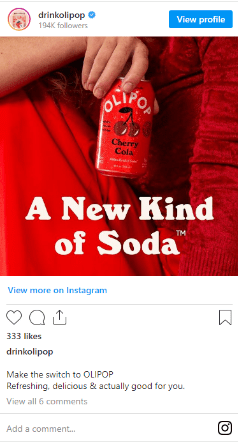 OliPOP A New Kind of Soda advertisement