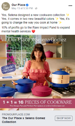 Selena Gomez Our Place pots and pans advertisement