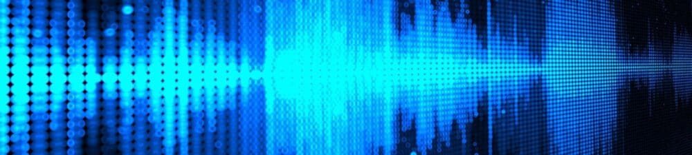 Blue soundwaves on a black background