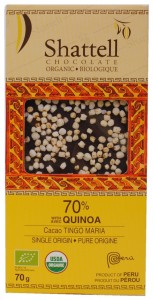 70% Cacao Tingo Maria Single Origin Dark Chocolate with Quinoa, Shattell Chocolate Organic, Peru